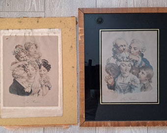 ca 1920s Two Antique Etchings/ Engravings by French Artist Louis-Léopold Boilly  5 July 1761 – 4 January 1845