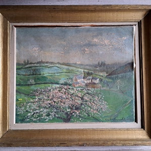 An Intriguing Antique Oil Painting painted in Liege Belgium in 1939 by Cecile Fransolet 1882 - 1968 - Restoration Piece