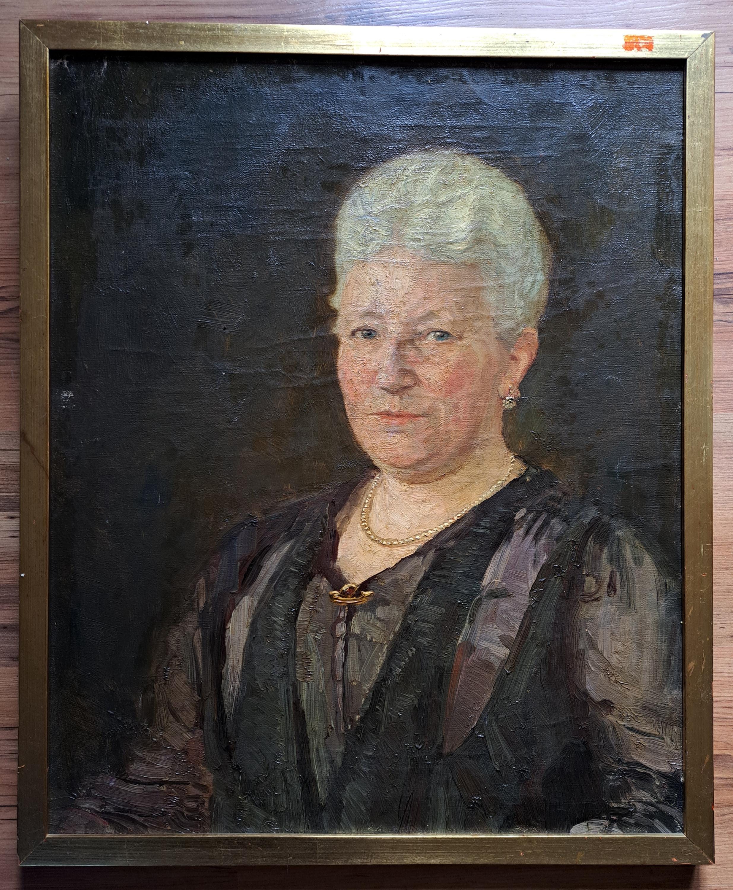 1930年代頃の、やや印象派風に描かれた、洗練されたオランダの老婦人を 