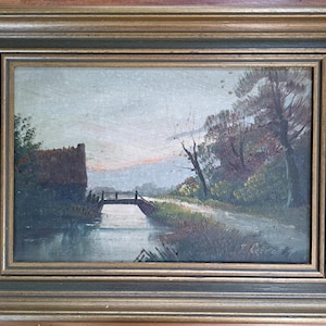 ca 1930s/ 40s a Very Intriguing Antique Beautiful Dutch Landscape Oil Painting on a Wooden Panel- Signed J.Leive