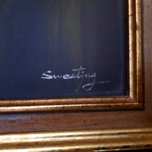 A Charming Middle Size 18th century items Antique Books, Violin Musical Sheets Oil Painting on shops Canvas- Signed