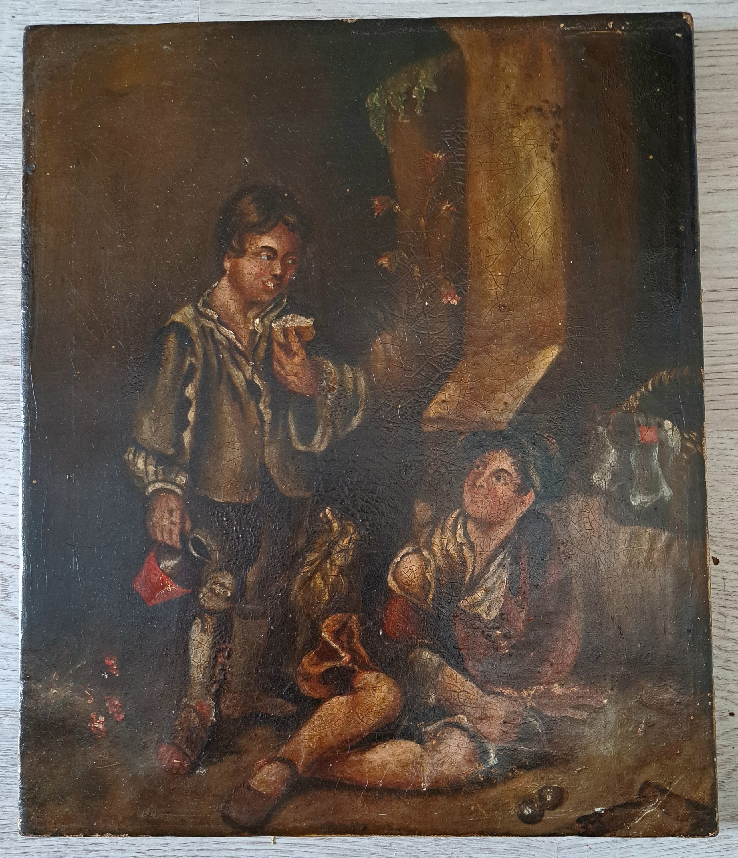 Ca 1890s/ 1900s an Intriguing Small Antique Dutch Genre Oil