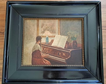 ヴィンテージのオランダ商人の肖像画プリント、木製フレーム入り水彩画