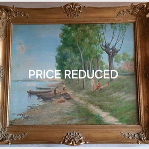 1910 a Wonderful Early Work Big Oil Painting of Well Known German Artist Herbert Rolf Schlegel 1889-1972 Schondorf am Ammersee