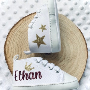 Personalized Shoes, Canvas Shoes, Personalized Crown Shoes, Baby Girl Shoes, Personalized Star Baby Shoes image 2