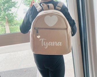 Personalized children's backpack, personalized nursery backpack, personalized kindergarten backpack, personalized beige backpack