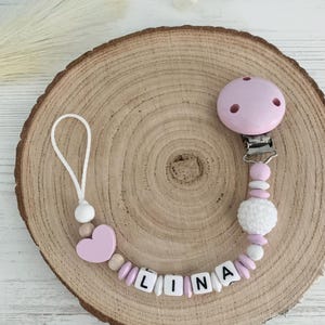 Pacifier clip, personalized pacifier clip, pacifier clip, wooden pacifier clip, girl pacifier clip, pink pacifier clip