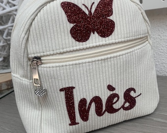 Personalized children's backpack, personalized nursery backpack, personalized kindergarten backpack, personalized beige backpack