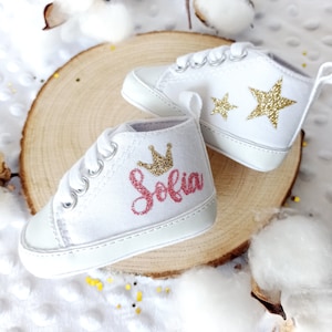 Personalisierte Schuhe, Canvasschuhe, personalisierte Kronenschuhe, Baby-Mädchenschuhe, personalisierte Baby-Sternschuhe