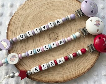 Pacifier clip, personalized pacifier clip, baby pacifier clip, wooden pacifier clip, girl pacifier clip, unicorn pacifier clip