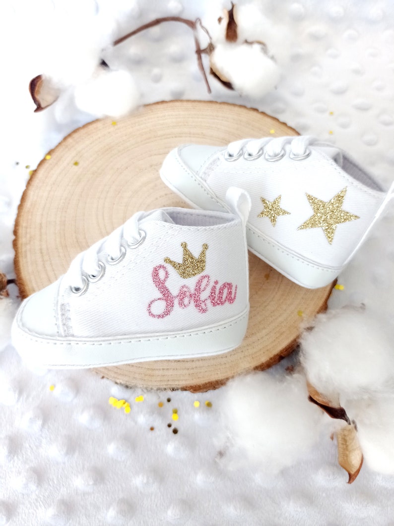 Personalized Shoes, Canvas Shoes, Personalized Crown Shoes, Baby Girl Shoes, Personalized Star Baby Shoes image 6