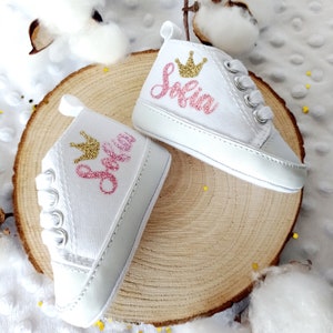 Personalized Shoes, Canvas Shoes, Personalized Crown Shoes, Baby Girl Shoes, Personalized Star Baby Shoes image 4