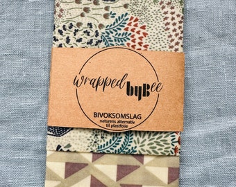 BeesWax Wraps Food Wrap Sustainable Plastic Free Eco Friendly - 2 pack 30x30 cm - Design: NORDIC FOREST VIBES