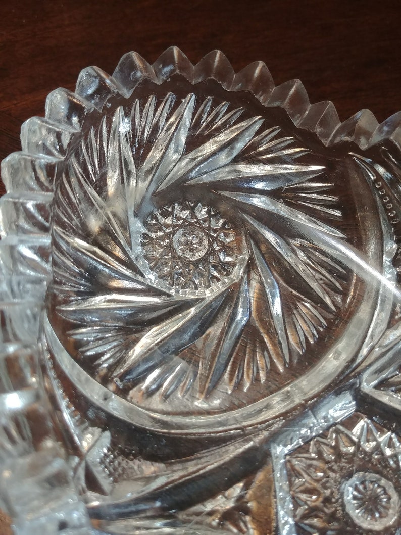 Vintage Brilliant Cut Glass Candy Dish Etsy