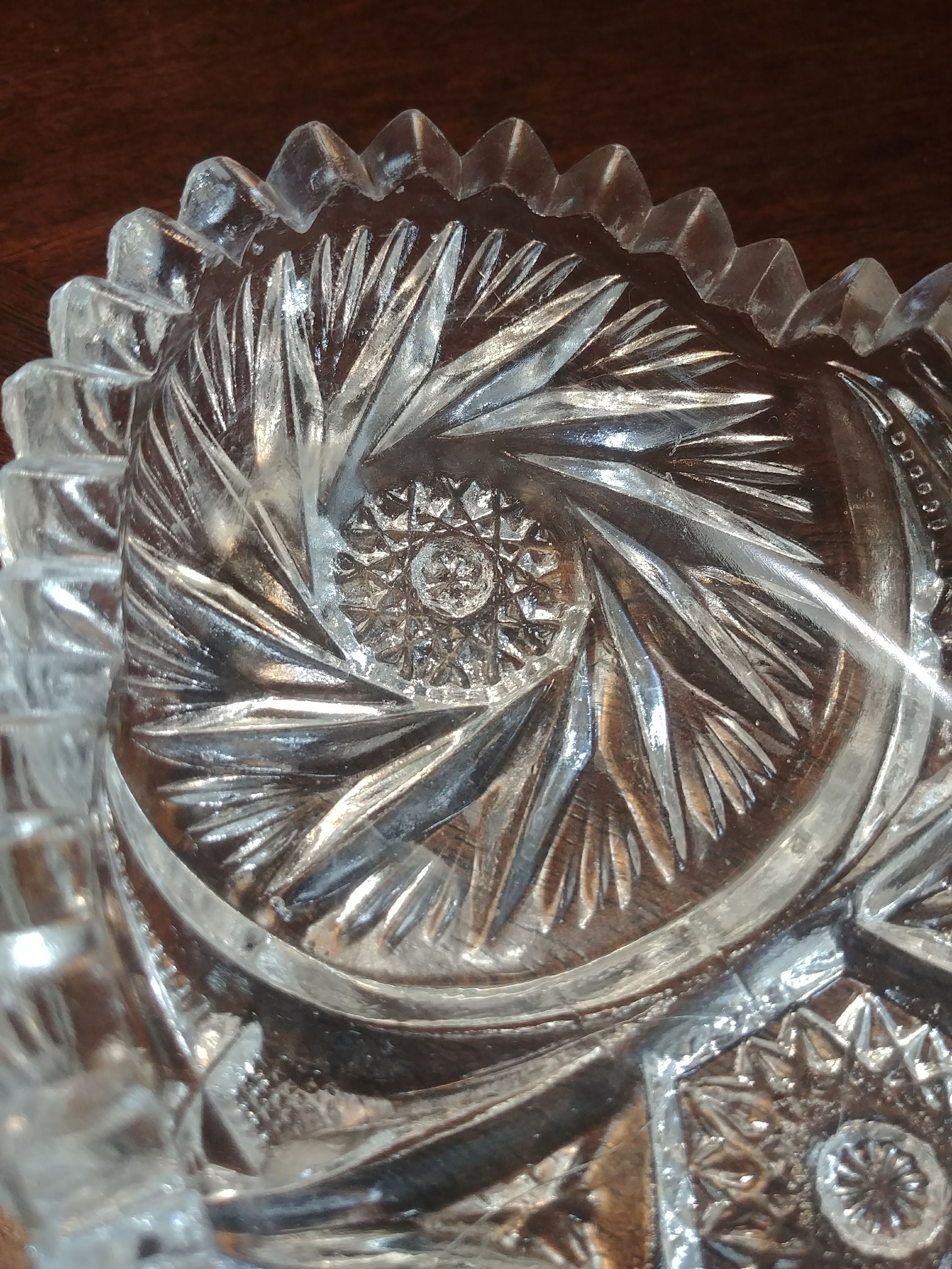 Vintage Brilliant Cut Glass Candy Dish Etsy