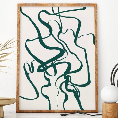 Emerald Green Wall Art Printable Midcentury Wall Art Print Etsy