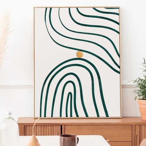 Emerald Green Wall Art Printable Midcentury Wall Art Print Etsy