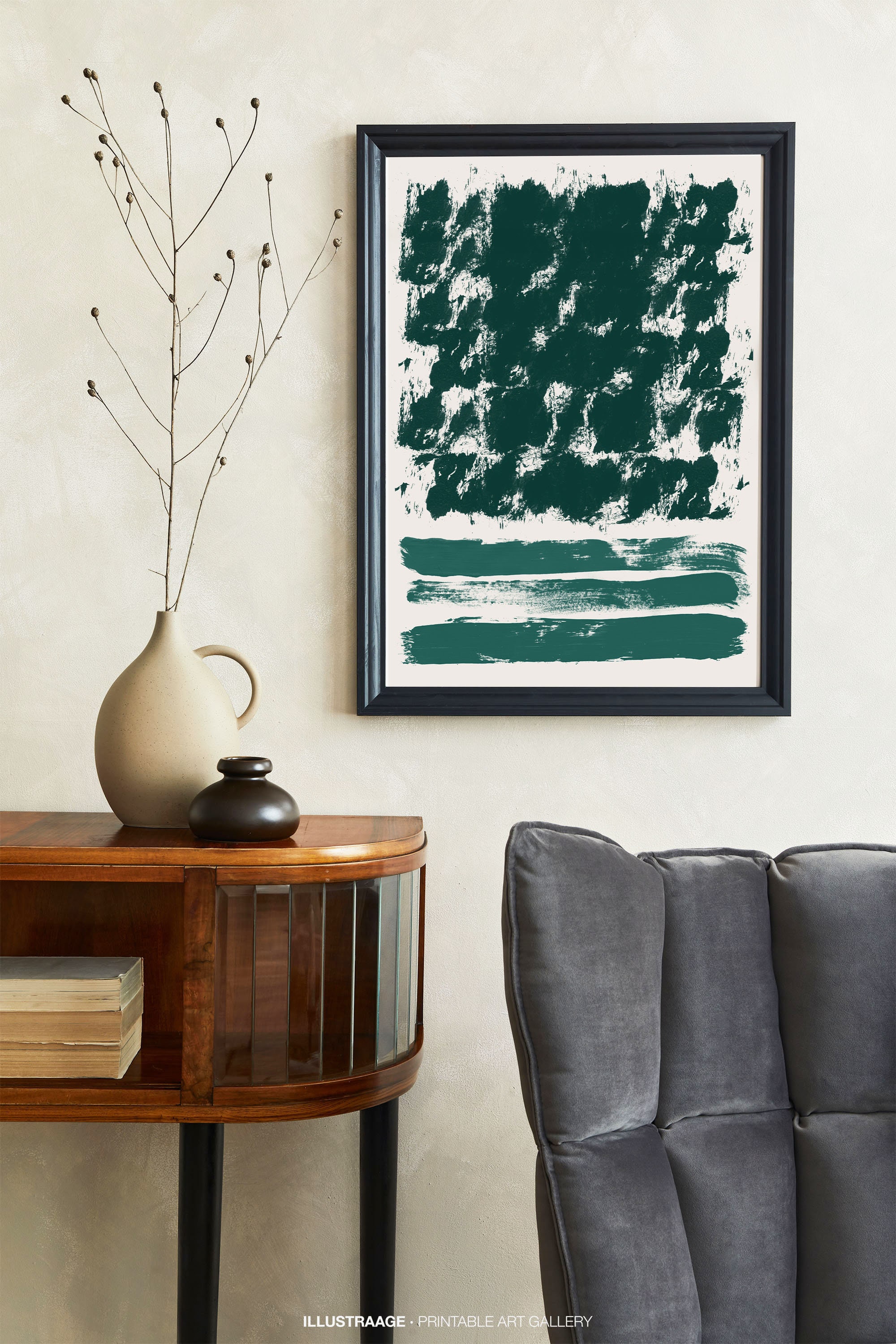 Emerald Green Wall Art Printable Abstract Brush Wall Art Etsy