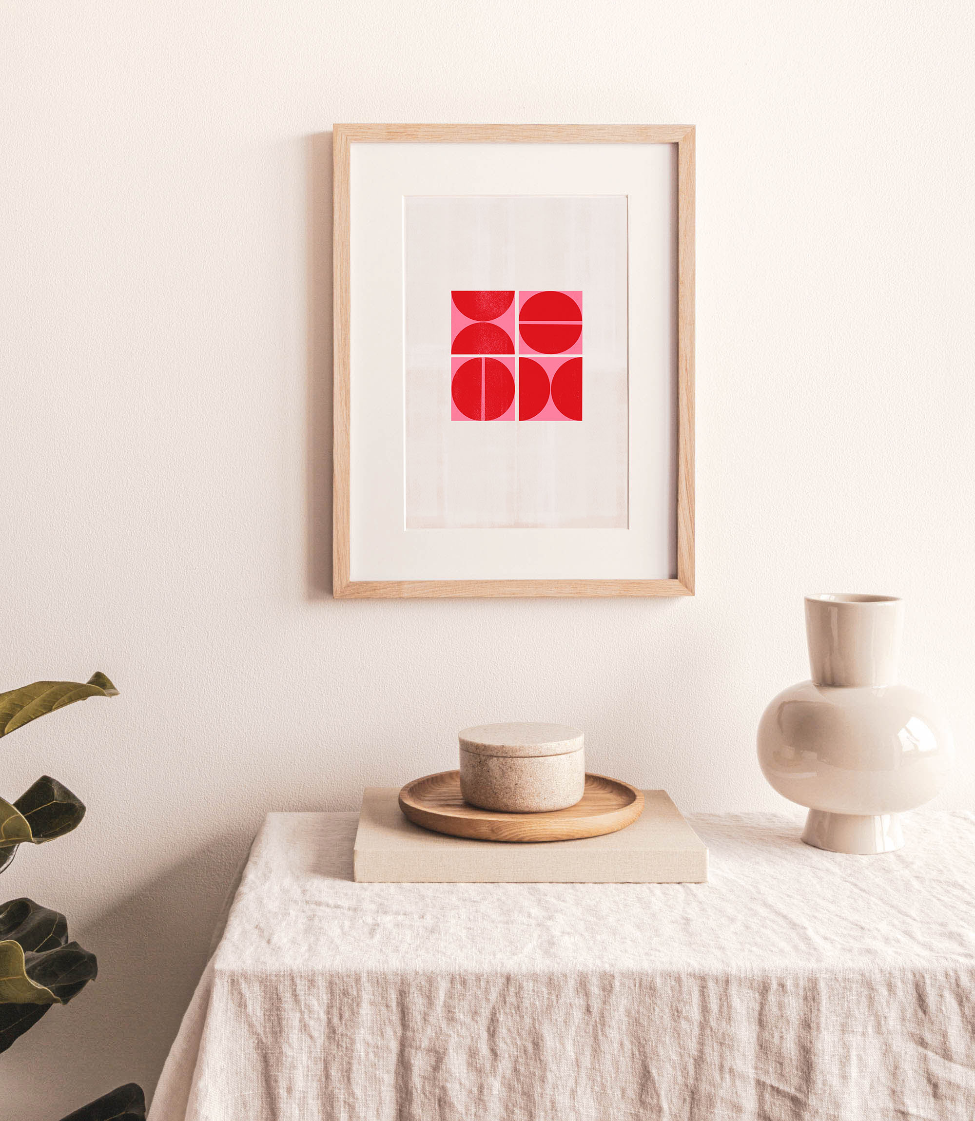 Red and Pink Abstract Printable Wall Art Red Minimal DIY Etsy