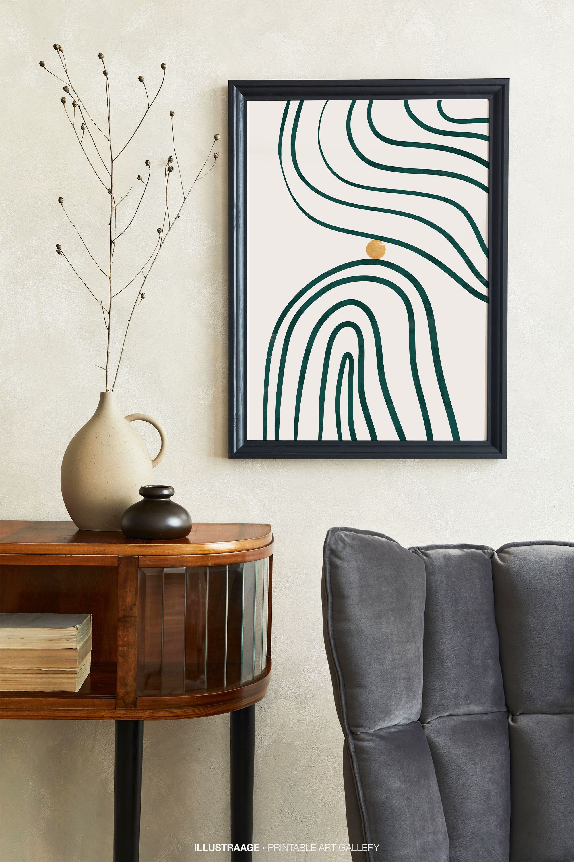 Emerald Green Wall Art Printable Midcentury Wall Art Print Etsy