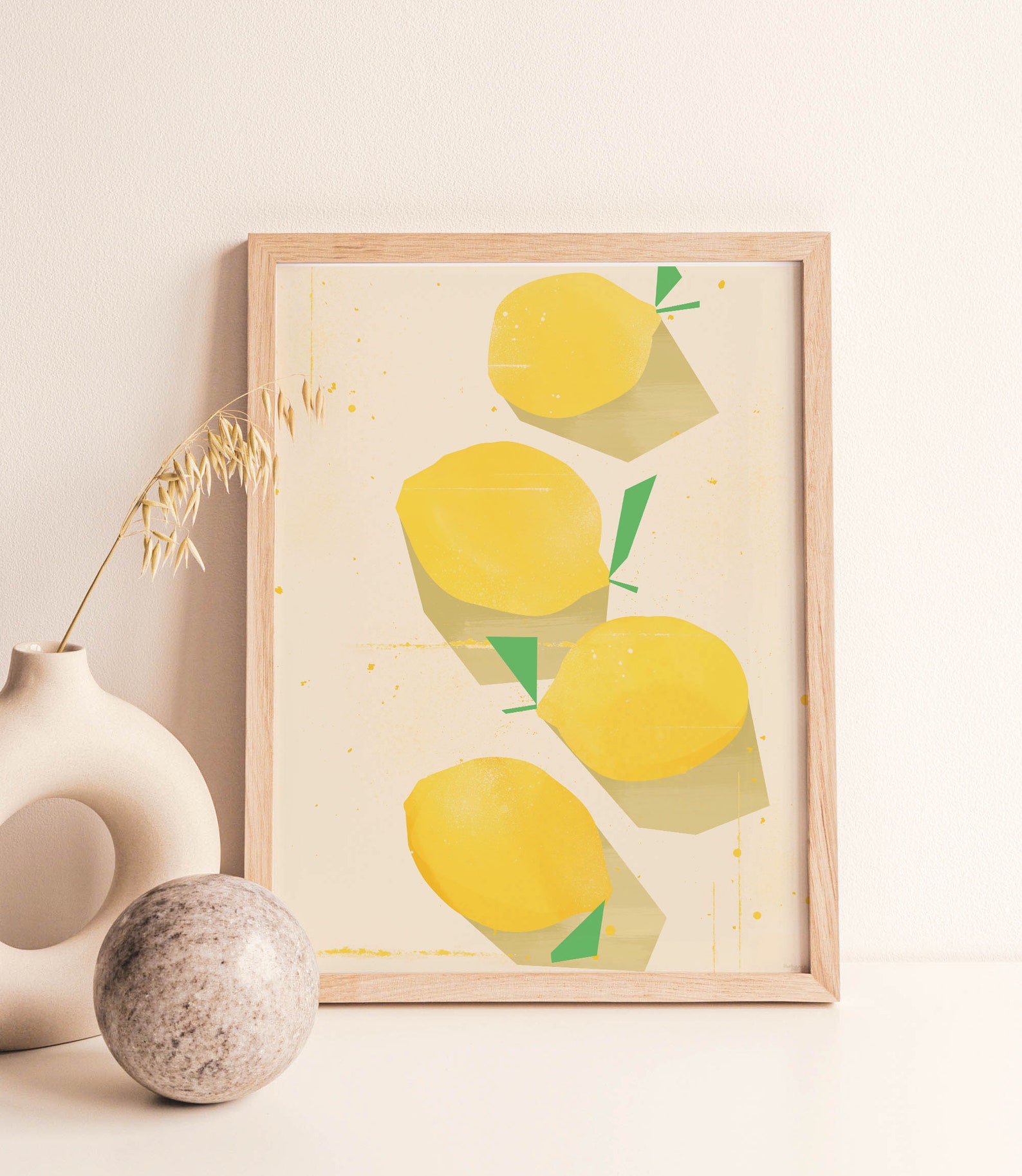 Lemons Art Printable Abstract Lemon Wall Art Fruit Kitchen Etsy
