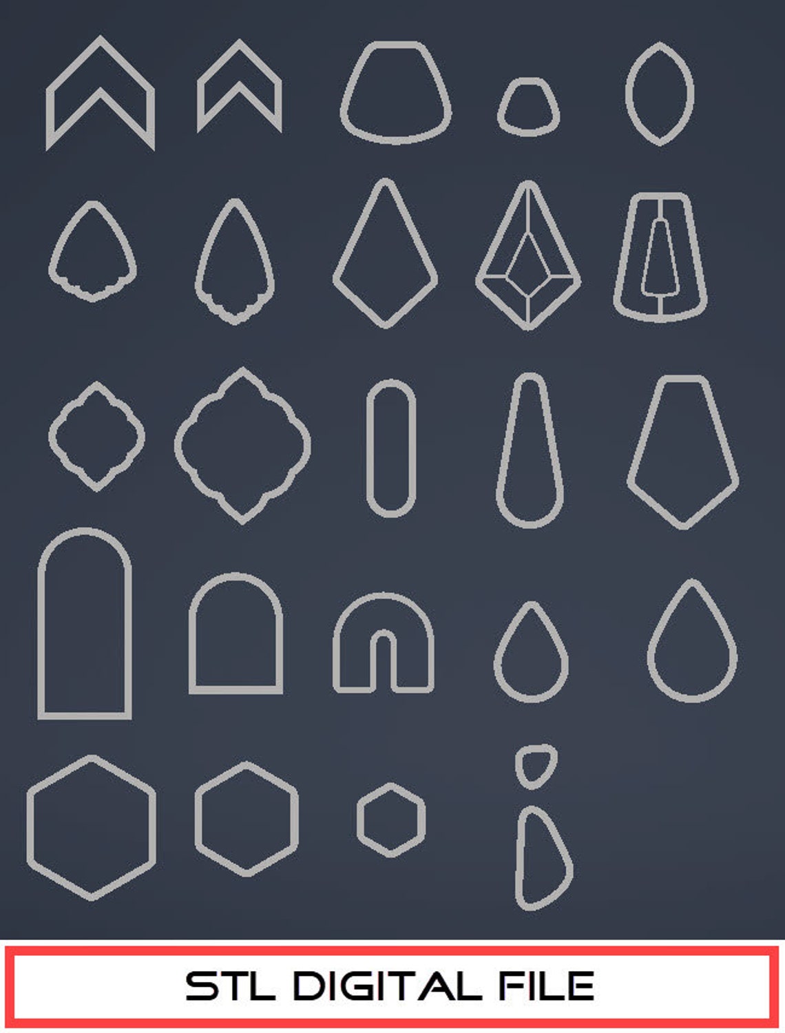 24 Polymer Clay Cutter Shapes STL DIGITAL DOWNLOAD Etsy