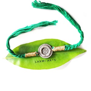 Sterling Silber Rakhi, Silber Rakhi für Bruder, Rakhi, Indische Designer Handarbeit Silber Rakhi