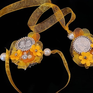 999 Zilveren Rakhi Joda- Rakhi en Chuda rakhi gemaakt door Pure 999 Zilveren Munt van Ganesh en Laxmi Mooie Zilveren Rakhi Rakhi voor broer
