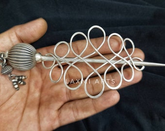 Silver hair pin, Silver hair fork, simple hair pin, hair stick, bun holder, hair accessories, hair jewellery, boho hair, juda pin bun fork