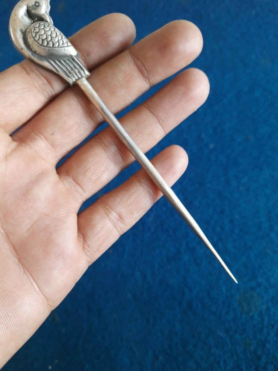 Solid Silver Bun Fork, Hair Fork, Silver Hair Arch, Notched