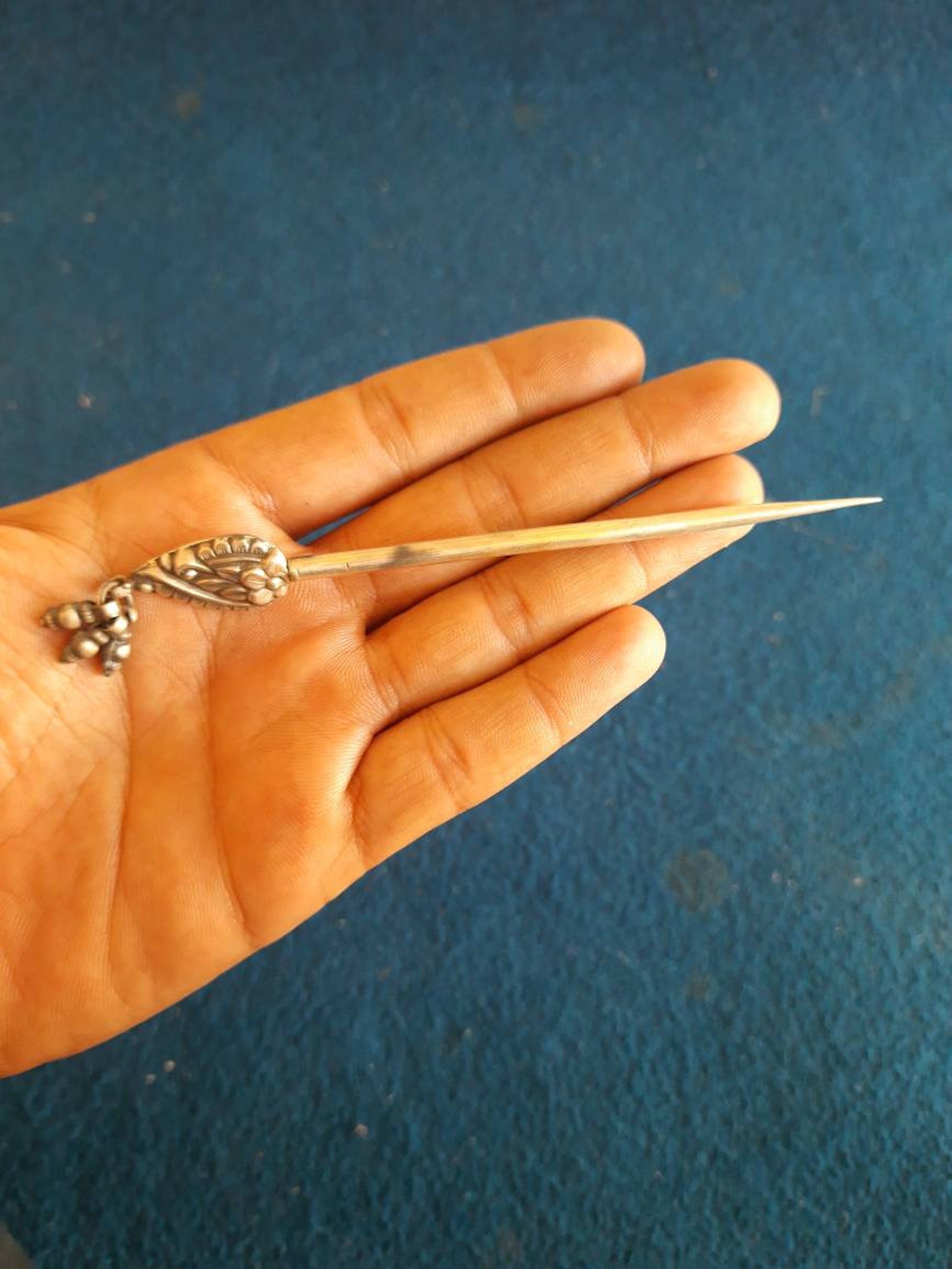 Hair Pin Metal Hair Accessory. Handmade Bun Pin in Silver. Etsy