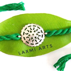 Sterling Silber Rakhi, Silber Rakhi für Bruder, Rakhi, Indische Designer Handarbeit Silber Rakhi