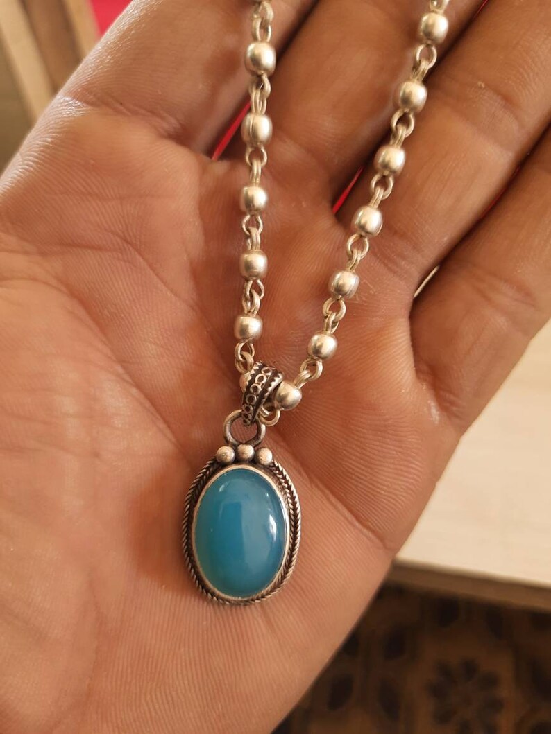 Beautiful and Top Quality Boho stone Silver Necklace beautiful necklace with silver chain 925-Sterling Silver Necklace Wedding Gift Item