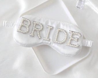 Bride Satin Sleep Mask with Pearl Lettering – Bridal Shower Gift