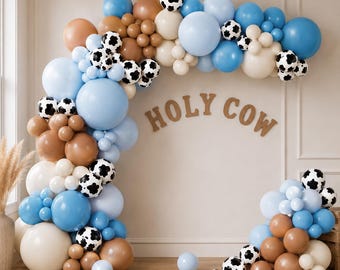 Cowboy Ballon Girlanden-Kit, blaue Kuh Druck Western Geburtstag Bogen, Wilder Westen Partydekorationen