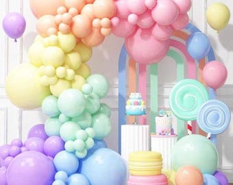 Pastel Rainbow Balloon Garland Kit: Candyland Arch for Parties, Baby Shower Backdrop
