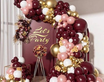 Burgund Blush Gold Ballon Girlanden-Kit | Luxus-Geburtstags-Babyparty-Bogen-Kulisse
