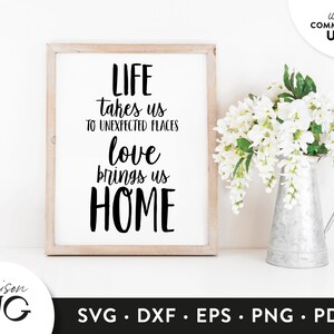 Love brings us home SVG, House sign, home svg Farmhouse svg sign, Svg for the Home cut, Family SVG Files, SVG Cricut Files, Instant Download