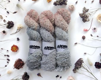 Fio de alpaca bouclé tingido à mão – Projeto de tricô Aran