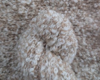 Fio de alpaca boucle Aran marrom sem tingimento para projetos de tricô/crochê/artesanato, fio tingido artesanalmente.