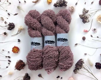 Fio de alpaca bouclé tingido à mão – Projeto de tricô e crochê estilo Aran