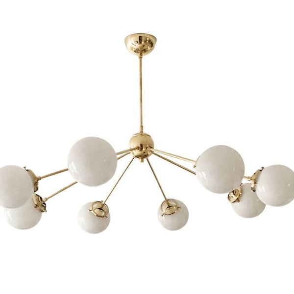 8 Light Globe Mid Century Brass Sputnik chandelier light Fixture