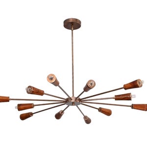 "12er Leuchtholz Roh Messing Sputnik Kronleuchter Leuchte ""Fixture""." Bild 2