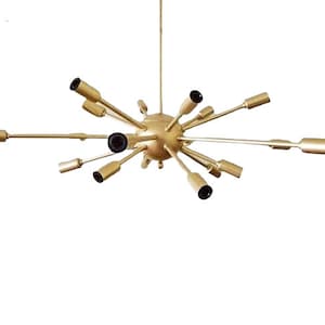 18 Light Mid Century Brass Sputnik chandelier light Fixture