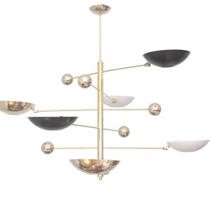 6 leichte Anhänger Mid Century Modern Rohmessing Sputnik Kronleuchter Leuchte