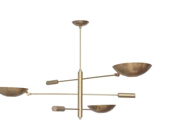 3 Light Pendant Mid Century Modern Raw Brass Sputnik chandelier Cylinder light Fixture