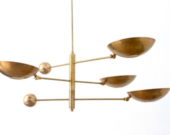 4 Light Pendant Mid Century Modern Raw Brass Sputnik chandelier light Fixture