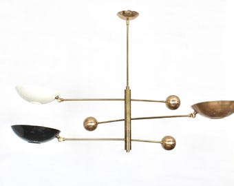3 Light Pendant Mid Century Modern Raw Brass Sputnik chandelier light Fixture