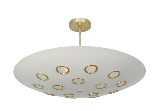6 Light Indented Brass Circles Ceiling Flushmount Light Pendant