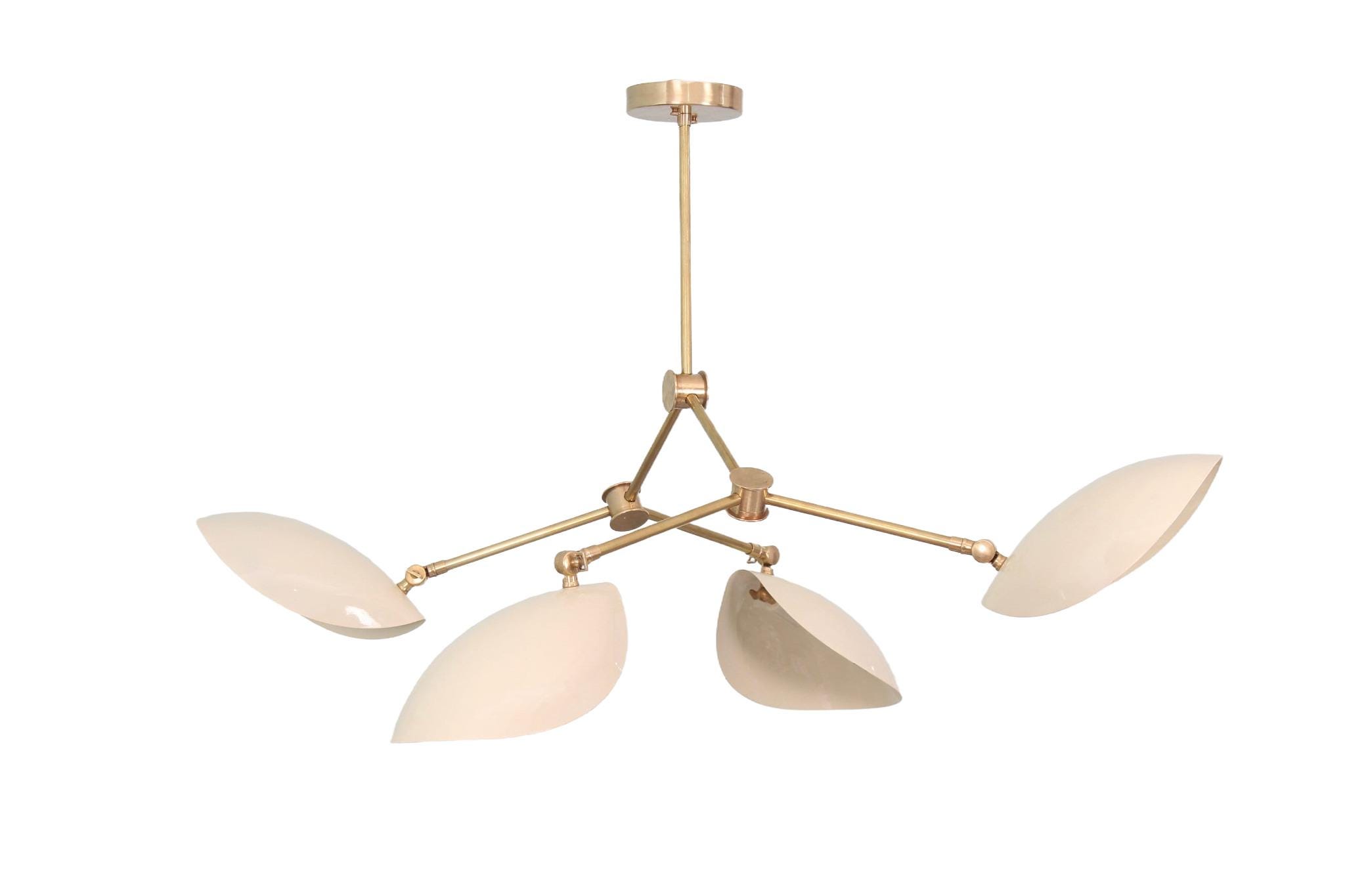 4 Shade Light Mid CenturyLinear Messing Sputnik Kronleuchter Leuchte